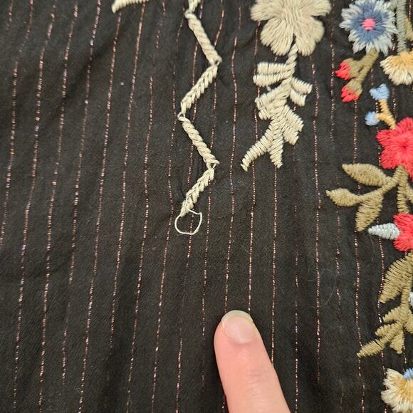 Johnny Was Workshop Rona Victorian Embroidered Blouse Womens S Black Metallic - Picture 10 of 16